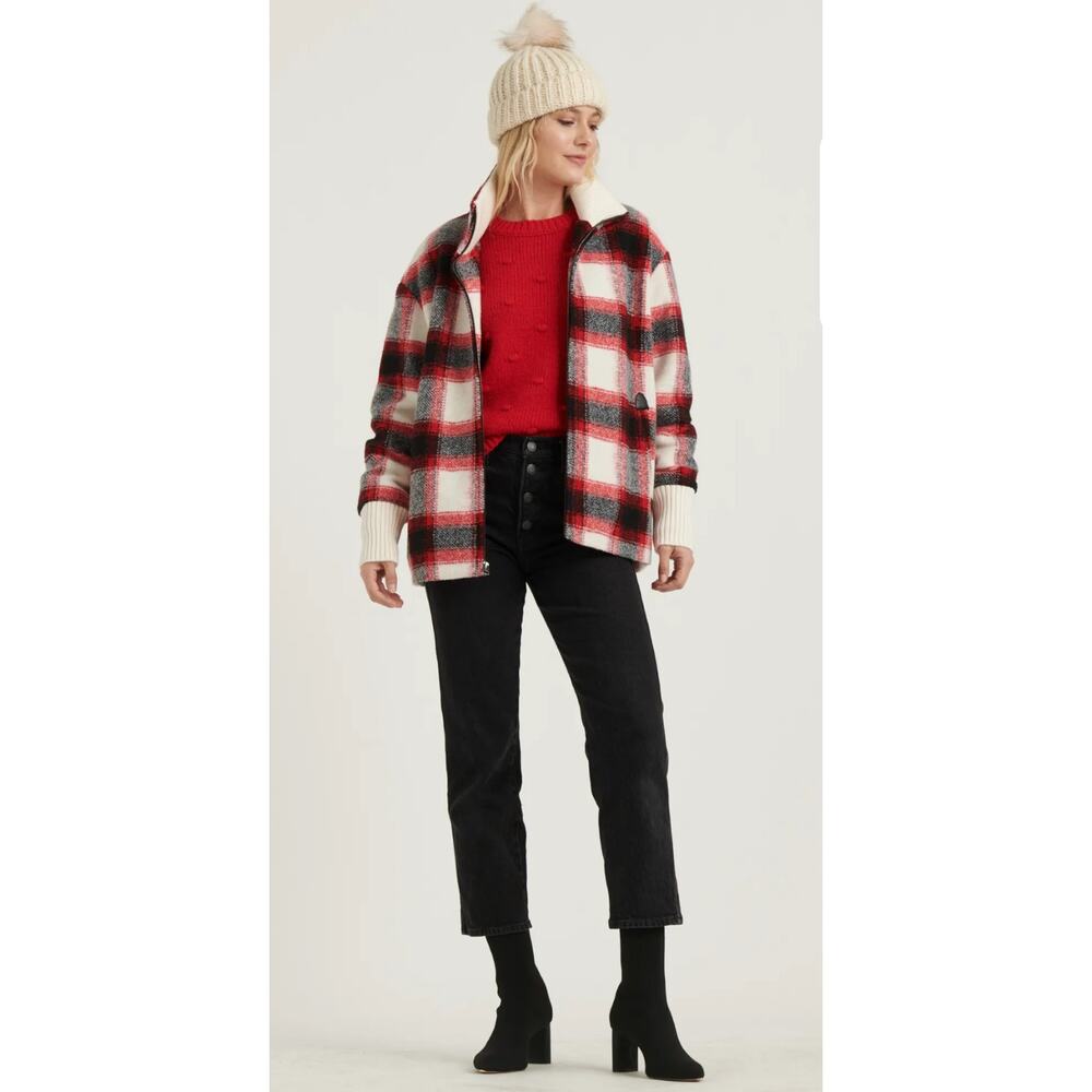 Lucky Brand Women’s  Plaid Wool Blend Zip Jacket - Size Medium